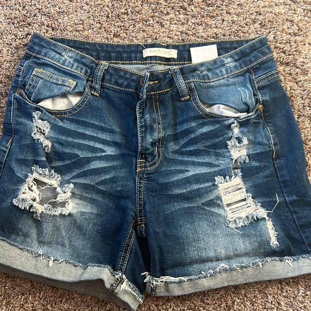 Machine Distressed Ladies Jean Shorts sz 30
